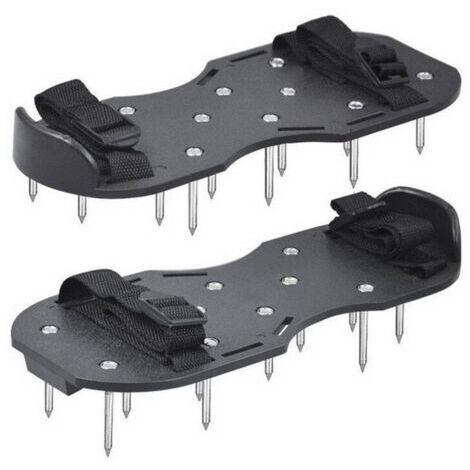 Alovez - Chaussures de Gazon avec semelles de clous - Chapes de chaussures - Aérateur de gazon, Noir, Taille Unique (1/5)