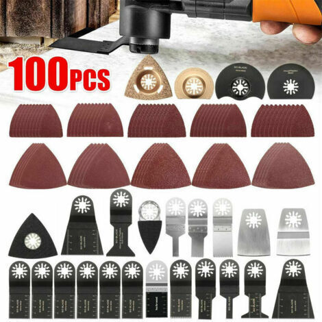 Alovez - 100 Pcs Lame oscillant Scie multifonctions,Accessoires Outils oscillants Multitool pour Fein Multimaster Dremel Dewalt Einhell pour bois, métal, plastique 56Vingt (1/5)