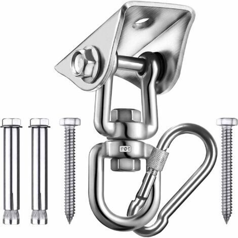 Alovez - Lot de 4 crochets de plafond, crochets de suspension pivotants à 360 ° acier inoxydable 304 capacité de charge 500 kg kit d'ancrage mural mousqueton pour balançoire, hamac, yoga, sac de fra (1/5)