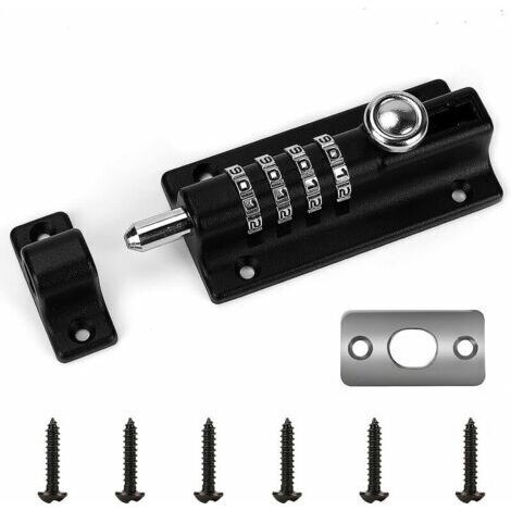 Alovez - Verrou de Porte à Code, 4 roues recodables Verrouillage Portail Résistant à l'eau Combinaison sans Clé Serrure,Loquet et targette avec vis,Starlight (1/5)