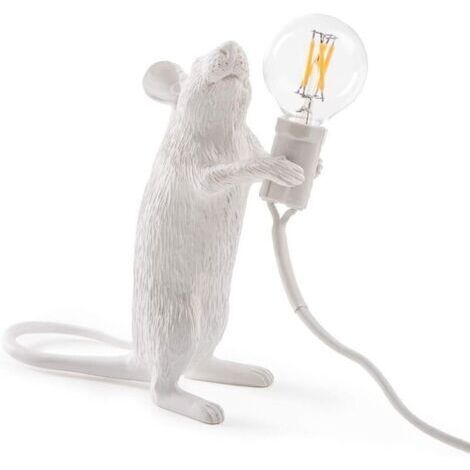 Lampe souris moderne en résine, lampe de bureau créative, lampe de chevet, cadeau décoratif, LED, pour chambre à coucher, bureau (debout)