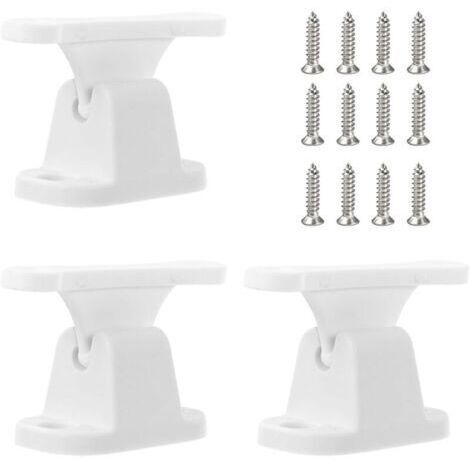 Paires de butées de porte blanches pour caravane, fixations de porte en plastique pour caravane avec 12 vis, support de porte pour camping-car (1/4)
