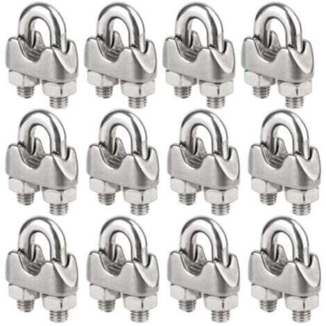 Lot de 12 attaches de câble en acier inoxydable pour câbles en acier de 4 mm de diamètre (M4). (1/4)