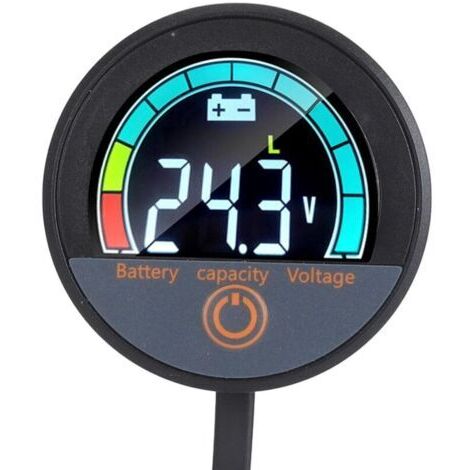 Indicateur d'énergie rond, voltmètre et indicateur de capacité de batterie, grand angle de vision, DC 8-100 V, pour batteries lithium-fer-acide de vélos électriques (1/4)
