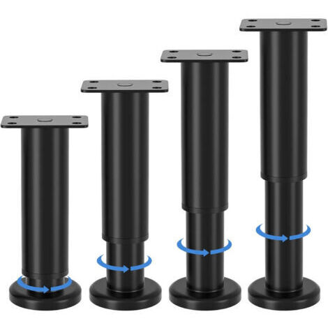 pieds de meubles réglables, hauteur ajustable de 8 à 12 cm, pieds de meubles en métal noir, pour armoires, meubles TV, lits, canapés, tables de chevet, chaises, meubles de salle de bain (1/4)