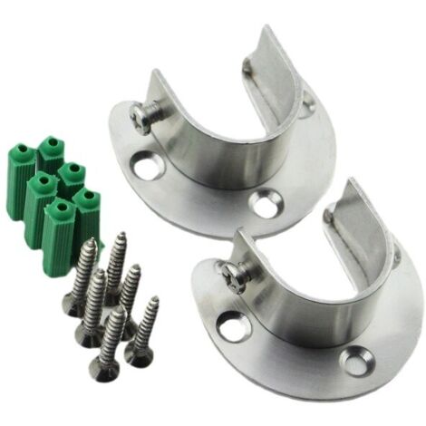 Support en acier inoxydable pour tube rond, bride ouverte en acier inoxydable, support pour tringle à rideaux et à vêtements, support pour tube de salle de bain et de serviettes deng ALOVEZ (1/2)