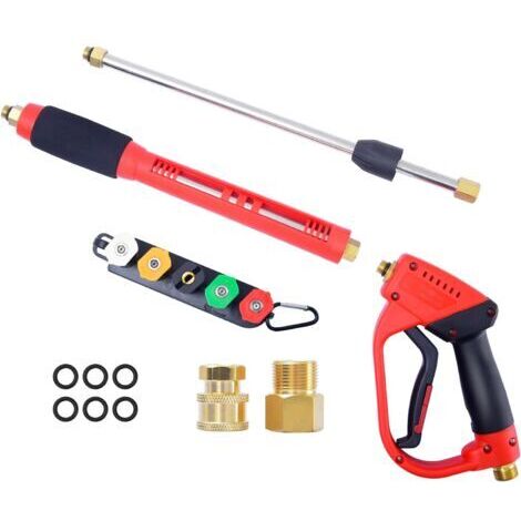 M22-14mm High Pressure Washing Gun with 5 Nozzle Tips, Car Jet Washer Cleaning for Car Washing, Irrigation Gardens, Window Cleaning (1/5)