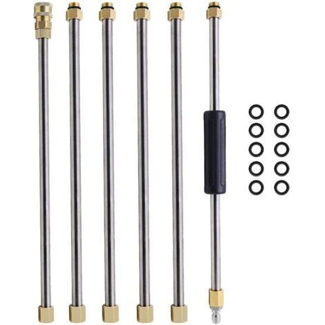 Accessoire Nettoyeur Haute Pression 1/4 Pouce Connecteur Rapide Ensemble De Baguettes D'Extension En Acier Inoxydable Pour Lavage Voiture Et Nettoyage Gouttière (1/5)