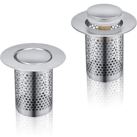 2 Pièces 33 × 50 mm Filtre Evier, Noyau Cuivre Acier Inoxydable Filtre Lavabo, Conception Rebondissante, Filtre pour Evier Anti-Colmatage, pour Filtrage Cheveux, Résidus Alimentaires (1/5)