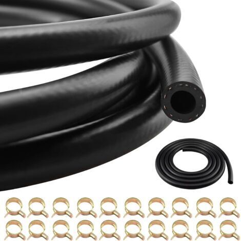 Tuyau d'essence 3 mètres tuyau de carburant 6mm diamètre intérieur durite essence tuyau durite d'essence avec 20 pièces colliers de serrage pour voiture moto tracteur