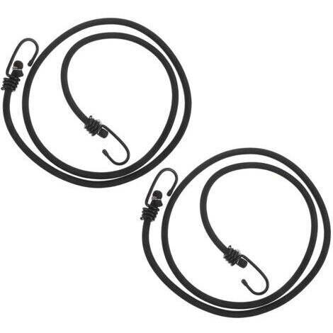 2 Pièces Corde de tente élastique sangles de bâche attaches de goudron corde élastique avec crochet Black (1/5)