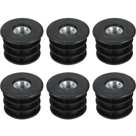 6 Embouts pour Tubes Ronds avec Filetage M8, pour Tube Rond de 25mm/0.98", Embout en Plastique Noir pour Pied de Meuble, Embout de Chaise avec roulettes