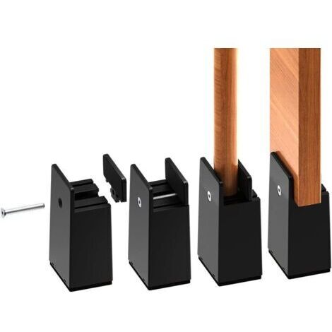 4Pcs Rehausseur Pieds de Lit Reglable de 4 pouces, Rehausseurs de Meubles Robuste de 10cm, pour Épaisseur de Pied du Lit 0 à 1,5 pouces, Hauteur de Lit, Canapé, Bureau, Armoire, Support de 2000 KG (1/5)