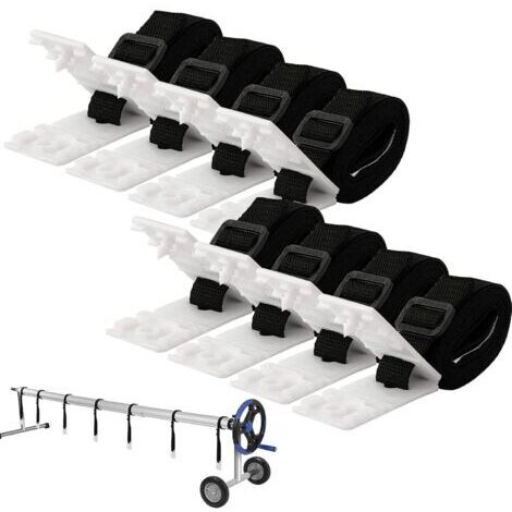 Set De 8 Kit De Fixation pour Bâche Solaire De Piscine, Sangles De Maintien Et Clips De Fixation, Sangles Adhésives Nylon Plaques De Fixation Boucles pour Fixation De Bâche Solaire (1/5)