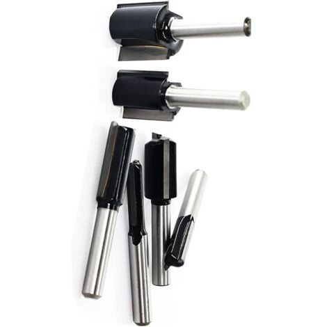 Lot de 6 outils de fraisage professionnels de haute précision à double cannelure en alliage d'acier robuste Accessoires de sculpture sur bois Convient aux graveurs électriques (1/5)