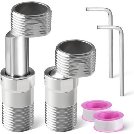 2 Pièces Raccord Excentré Mitigeur Raccord Excentré Adaptateur Robinet Douche Accessoires Plomberie Robinet De Douche Réglable à 360 Pied Incurvé Coudé Longueur Réglable pour Cuisine et Salle de Bain (1/5)