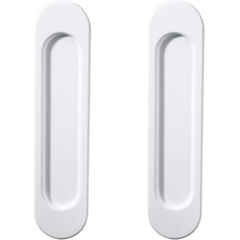 2pcs Poignées de Porte Coulissante Angle droit Autocollantes,Alliage D'aluminium or mat sans Perforation Coulissantes Grange,Fenêtres, Armoires 148mm (Blanc (coin arrondi)) (1/5)