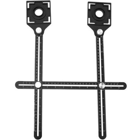 Règle Multifonction, Outil de Mesure Universel, Localisateur de Trous d'outils à Angle Réglable pour Menuiserie, Artisans, Carreleurs avec Ouverture de Positionnement des Carreaux, (1/5)