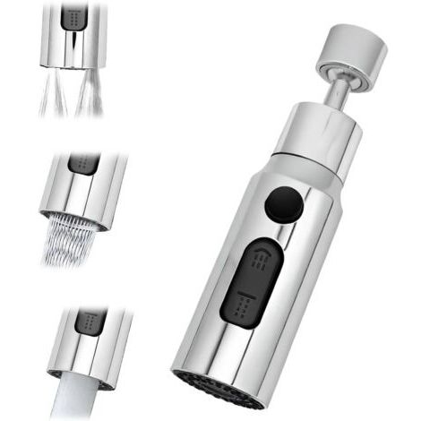 Douchette Evier Cuisine Robinet 360 Degres, Aérateur de Robinet 3 Modes Embout Robinet Cuisine avec Aerateur, Mitigeur Evier Cuisine Tete de Robinet Rotative, Adaptateur Robinet Universal Orientable (1/5)