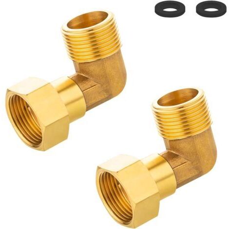 Coudes à 90° en laiton pour tuyau - 2 pièces - DN20 3/4 pouce - Joints silicone intégrés - Installation eau chaude & chauffage - Haute résistance (1/5)