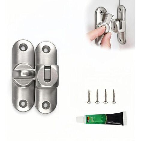 Verrou Porte Coulissante, 7.9 cm Alliage Zinc Loquet Porte Coulissante, 90° et 180° Verrou Portail Exterieur, Verrou Fenetre, avec Vis et Adhésif Sans Clous, pour Armoires, Portes, Fenêtres (1/5)