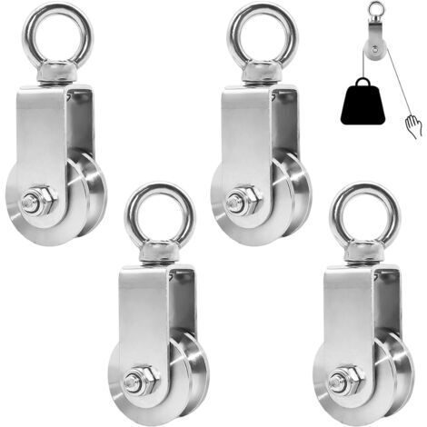 4 pièces Poulie de Levage, Poulie de Levage pour Cable Acier 10 mm Maximum, Poulie Musculation, Portantes 250 kg (34mm)