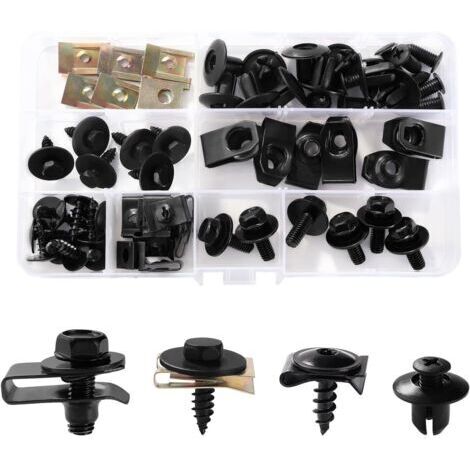 54 Pièces Kit de Clip à Vis et Écrou, Vis de Carrosserie pour Ailes de Voitures, Garde-Boue Boulons de Agrafes Carrosserie, pour Pare-Chocs et Garniture de Porte