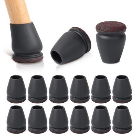 Protection Pied de Chaise, 24 Pièces Protecteurs de Sol en Silicone Noir, Chaise Protecteurs de Sol en Silicone, Petit Patin de Tampon de Sol pour sols en Bois Dur et carrelage, Ronde16-19mm