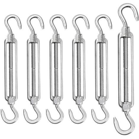 Lot de 6 tendeurs de câble M6 en acier inoxydable 304 - Crochets réglables - Crochets de serrage robustes (1/5)