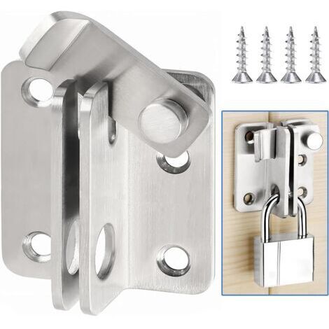Verrou Porte Coulissante Serrure Volet Loquet Porte Verrou Portail à Bascule Boulon avec Vis pour Porte Fenêtre Placard et Jardin Acier Inoxydable (Argenté, Right Open L) (1/5)