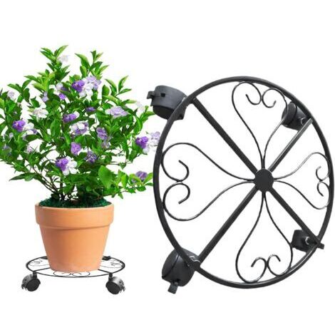Support Roulant pour avec Roues,Support Roulant Pour Vertes Structure Métallique Mobile Verrouillable Pour Extérieur Et Intérieur, Jardin, Terrasse, Jardinières Avec Plateau