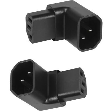 2 Pièces Prises IEC C14 vers C13 Coudées, Câble d'alimentation 3 Broches (1x90° vers Le Haut, 1x90° vers Le Bas), 250V 10A, Matériau PVC, pour Ordinateurs, Armoires PDU et Appareils Électriques (1/5)