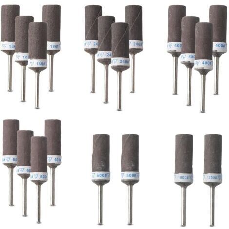 20 Pièces Tambours de Ponçage pour Outil Rotatif Dremel, 180/240/400/600/800/1000 Manchons de Ponçage avec Tige de 3 mm, pour le Ponçage et le Polissage