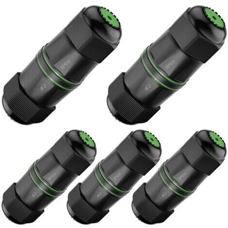 Cat6 Waterproof RJ45 Coupler, RJ45 IP68 Waterproof Female Coupler, Gold Plated and Shielded RJ45 Extender Outdoor for CAT6/CAT5E/CAT5 PoE Network Cables, 1Gbps/250MHz, Pack of 5 (1/5)