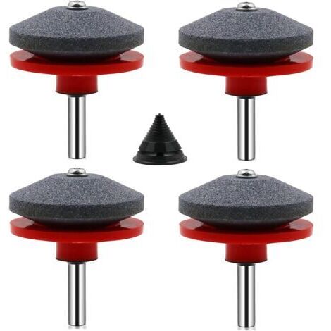 4 Pièces Affuteur Lame Tondeuse Gazon Universel Aiguiseur de Tondeuse Accessoires pour Tondeuses avec 1Pcs Kit D'équilibrage de Lame,50 x 47mm (1/5)
