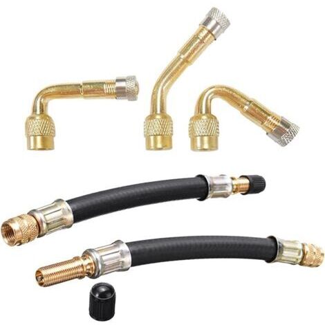 5x Rallonge Valve Pneu, 3 Pièces Air Pneu Valve de Adaptateur, Pneu Prolongateur Coude de Valve avec 2 Pièces Extension Valve de Pneu (1/5)