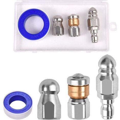 3 pièces Nettoyeur haute pression Buse d’égout Nez bouton rotatif en acier inoxydable, connexion rapide 1/4", accessoires de nettoyage de drains pour nettoyeurs haute pression, 5000 PSI (1/4)