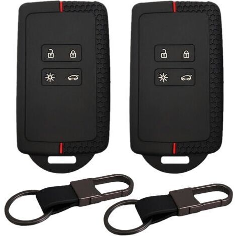 2 Pièces Coque de Clé de Voiture Compatible pour Renault Clio Megane Koleos Kadjar Kangoo Twingo Talisman Captur Espace Dacia Duster Boîtier pour Clé de Voiture en Silicone (Noir-2PCS) (1/5)