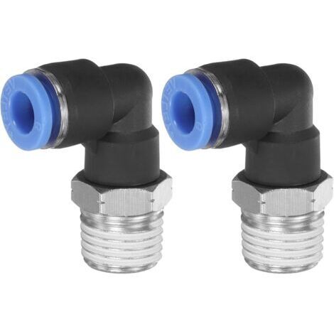 2pcs 90 Push To Connect G 6mm Tube OD x 1/4" NPT Male Thread Elbow Quick Fitting For Pneumatic Hose Connector Push Lock For Water Gas Oil Pipe (1/5)
