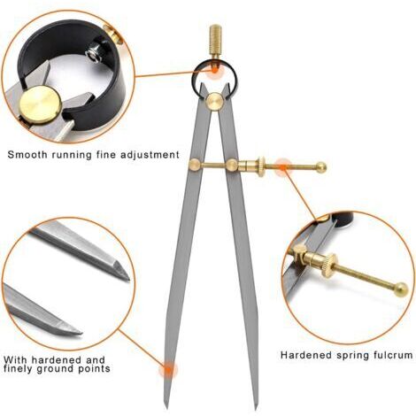 Compas à pointes sèches, Diviseur d'Aile, 200mm,Compas