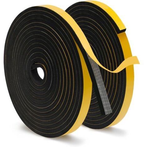 2 Rouleaux Joint Fenêtre Isolation Joint Porte Mousse Adhésif 6mm x 12mm x 5m Pour l'isolation acoustique et les joints anti froid, antidérapant, bande de caoutchouc anti choc et anti froid (1/5)