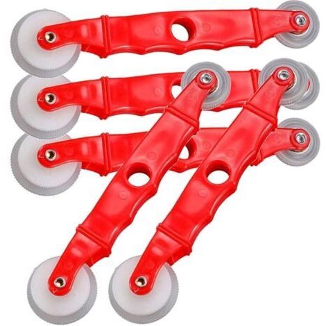 Lot de 5 outils de laminage pour vitrage - Pelle et rouleau pour pose de bandes d'étanchéité, plastique ABS + PVC - Rouge - 21,5 x 4,2 cm - Pour réparation de fenêtres et portes