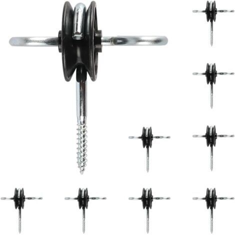 Lot de 10 isolateurs d'ancrage de Portail, isolateurs de Crochet de clôture électrique Double Face, isolateurs à Visser pour poteaux en Bois, connecteur de poignée de passerelle Durable (1/5)