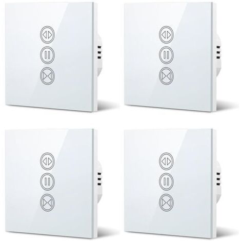 4x Interrupteur Volet Roulant Connecté, Ouverture Réglable, Commutateur Rideau Stores WiFi, Compatible avec Alexa Google Home pour Commande Vocale, Minuterie Intelligent Moteur Mural