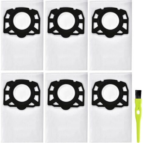 5 sacs de rechange pour Karcher,Compatible avec aspirateur Karcher KFI 357 KWD1、KWD2、KWD3、WD2 Plus、WD3、SE 4001、SE 4002、WD 3.200-WD 3.800 M、2.863-314.0(5 sacs filtrants+1 brosses)