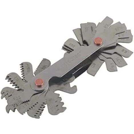 Stainless Steel Thread Measuring Gauge, Screw Gauge with 52 Blades Centre Gage 55° and 60° Pitch Gauge (Metric + Imperial) (1/5)