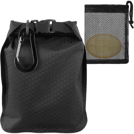 Sac Porte-Savon avec Filet à Savon et Mousqueton Sac à Savon Imperméable et Étanche à Séchage Rapide Ultra-léger Idéal pour Les Voyages, Le Camping et Les Activités de Plein Air (Noir) (1/5)
