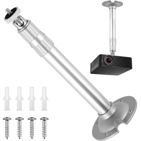Support de Plafond Universel en Aluminium pour Mini Projecteur, Inclinaison et Rotation à 360°, Installation Facile et Robuste jusqu'à 5 kg, Idéal pour Bureau, Mur et Plafond (1/5)