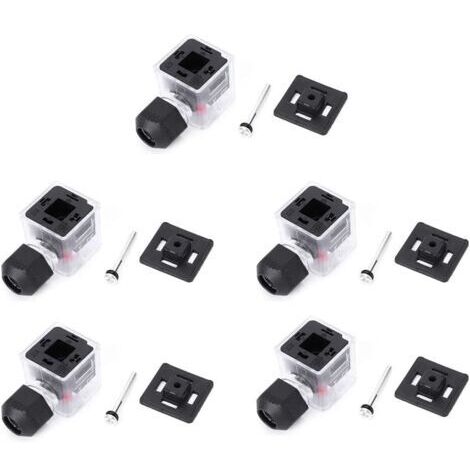 5pcs Dustproof Electrical Plug with Indicator Light, Non-Cable for DC Solenoid Valve, Transparent (24V) (1/5)