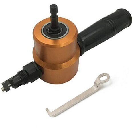 Grignoteuse Métal Perceuse Nibbler Coupe Métal Coupeur Grignoteur Double Tête 360° Perceuse Attachement Outil avec Poinçon pour l'entretien des Réparations Automobiles or (1/5)